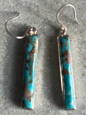 Turquoise Arizona Bar Drop Earrings - 925